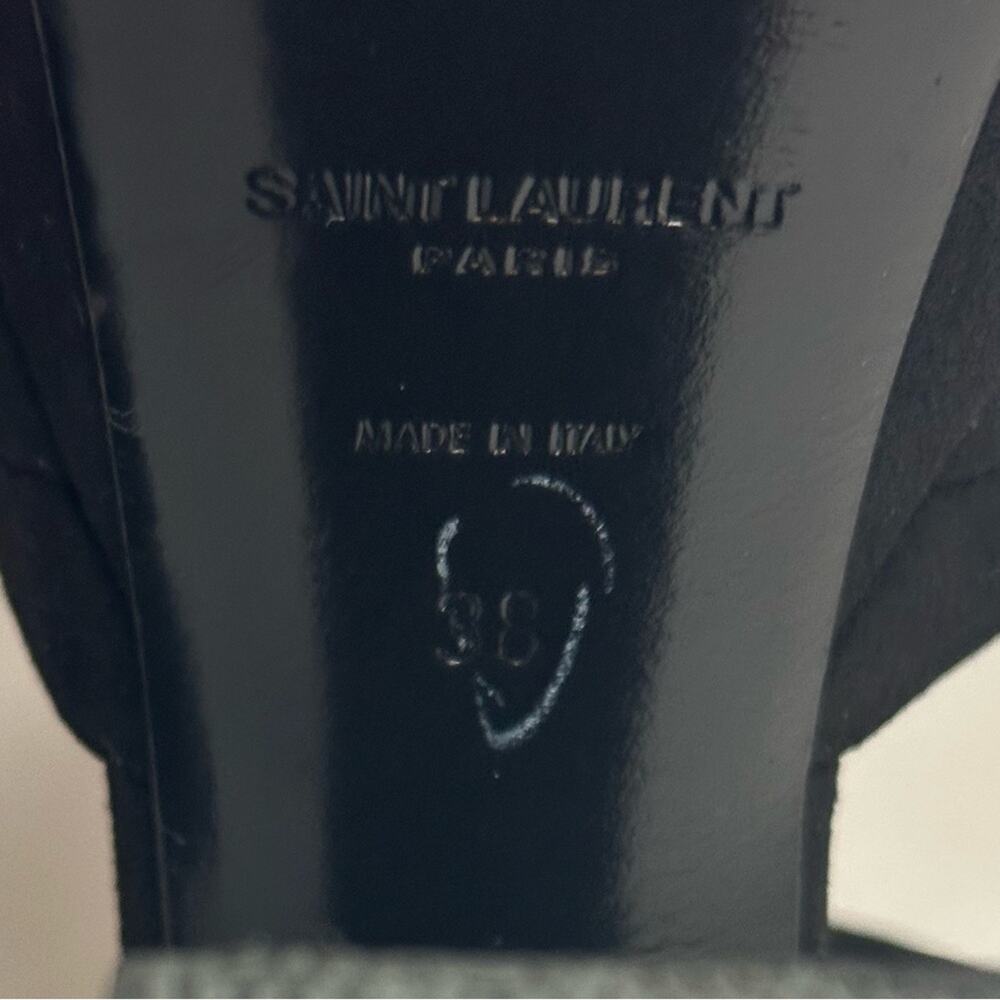 Saint Laurent Paris Candy Bow Black Suede Platform Sandals IT 38 US 8 Authentic - Picture 2 of 15